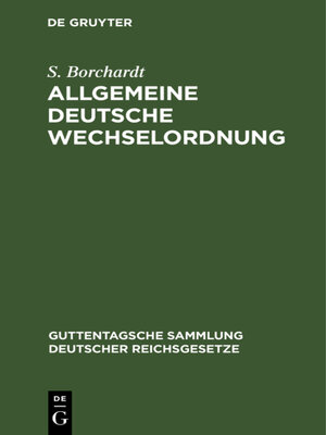 cover image of Allgemeine Deutsche Wechselordnung